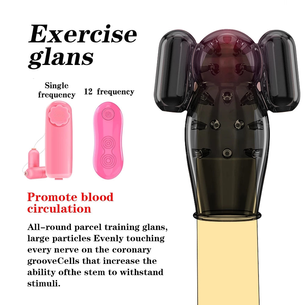 12 Speeds Penis Vibrator Penis Massager Trainer Glans Vibrator Men Sex Toys Enhancement Delay Lasting Erection Male Masturbation