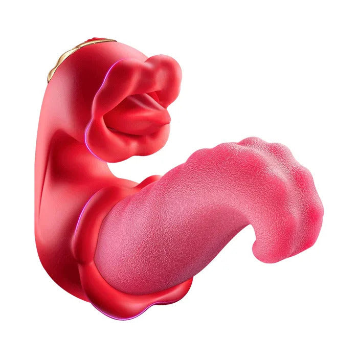 Sexoralab 4 in 1 Tongue Thrusting Vibrators Dildo Rose Sex Toys 10 Licking Clitoral & Vibration Sucking Clit Stimulator