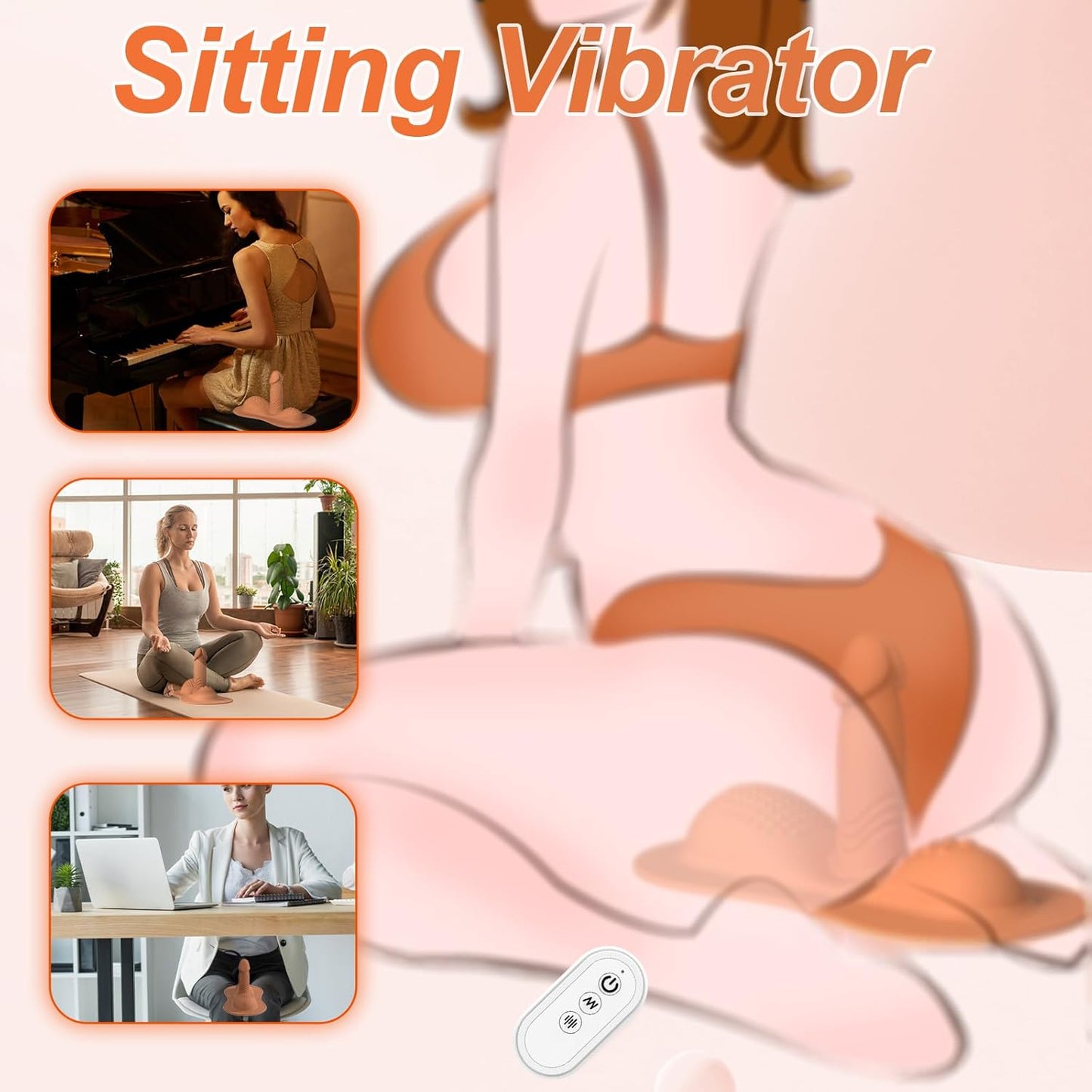 Buyging 10 Vibration Modes Sit and Ride Vibrator Clit Anal G-spot Double Stimulator