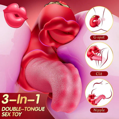 Sexoralab 4 in 1 Tongue Thrusting Vibrators Dildo Rose Sex Toys 10 Licking Clitoral & Vibration Sucking Clit Stimulator