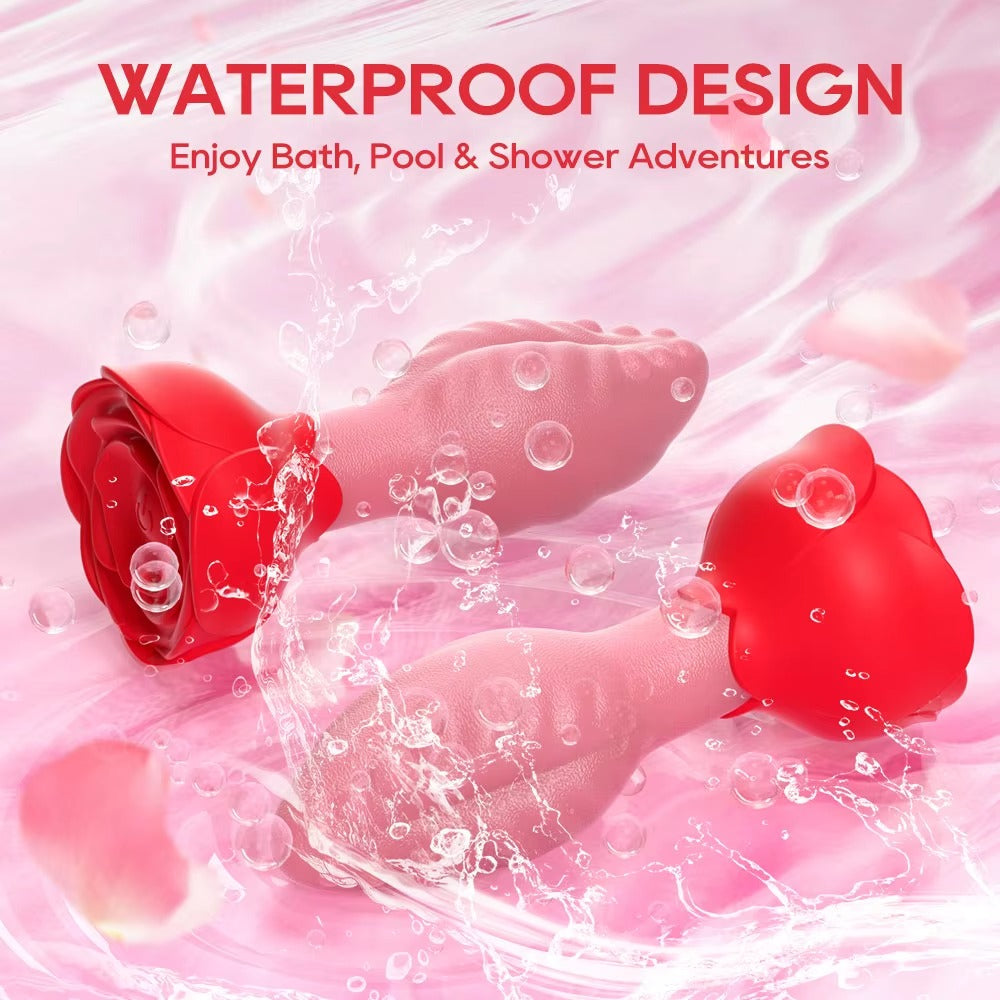 Buyging APP&Remote Control 9 Vibrating and 360° Rotating Anal Vibrator with Rose Base